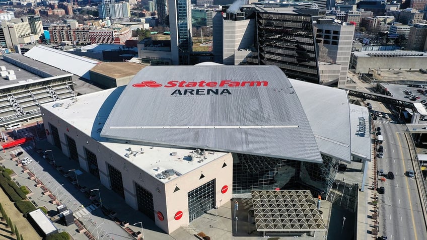 Exterior views of State Farm Arena in downtown Atlanta