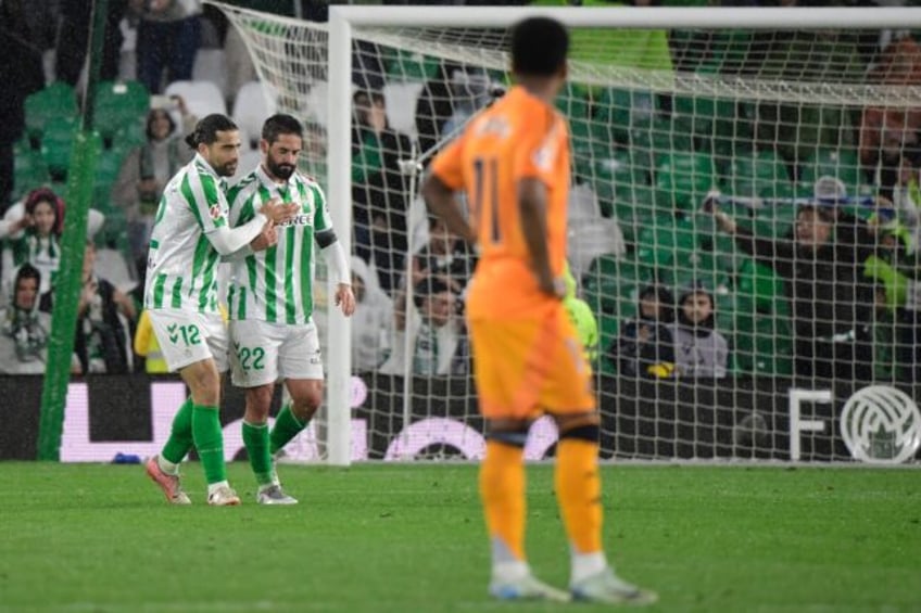 Real Betis' Spanish midfielder Isco celebrates scoring his team's second goal against Real