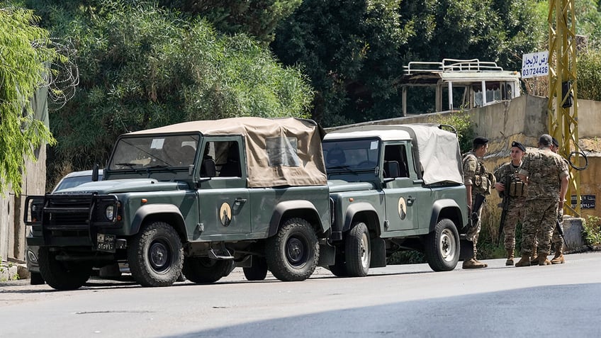 Lebanese security stand guard