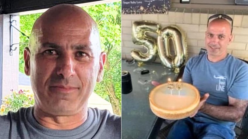 Corey Comperatore smiling and pictured holding a cake