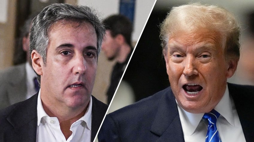 A split images of Michael Cohen and Donald Trump