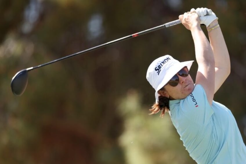 Australian Hannah Green plays a tee shot on the way to an 11-under par 61 in the second ro