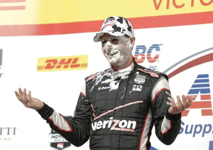 Penske driver Will Power of Australia, seen here celebrating an IndyCar win in Wisconsin,