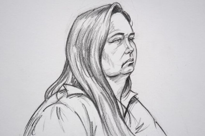 A courtroom sketch of Australian woman Erin Patterson, who is accused of murdering three p