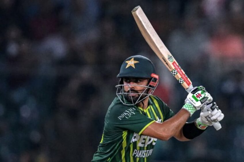 Top score: Pakistan captain Babar Azam plays a shot on Saturday