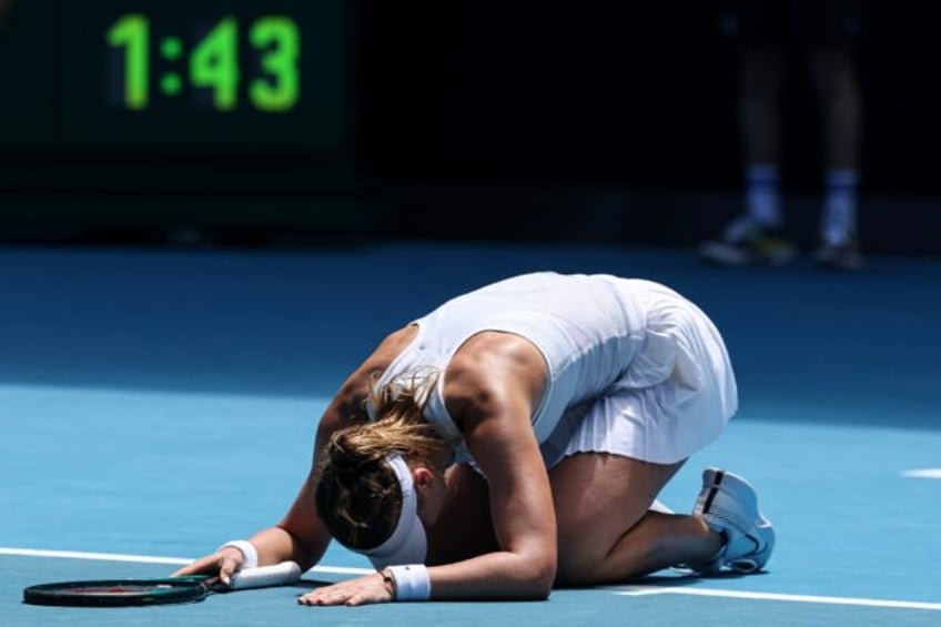 Spain's Paula Badosa celebrates her victory against USA's Coco Gauff