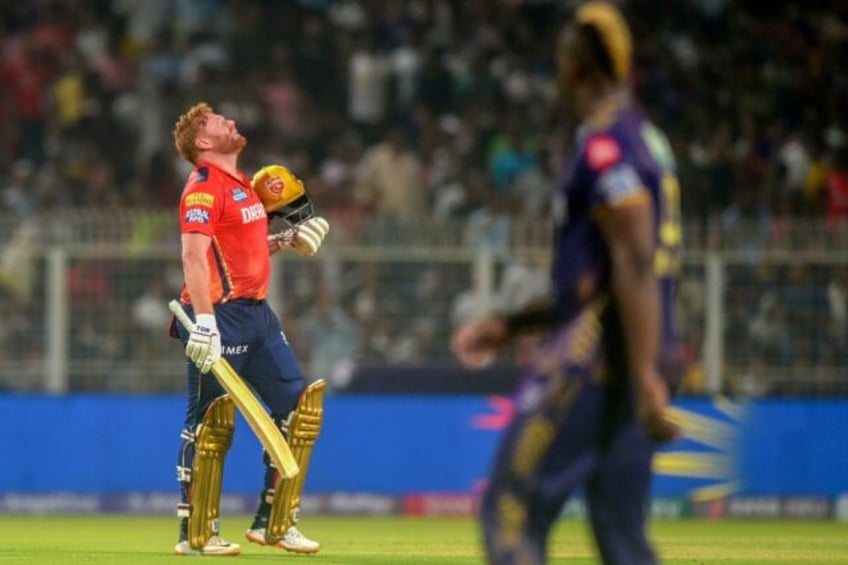 Run king: Punjab Kings' Jonny Bairstow celebrates after scoring his century