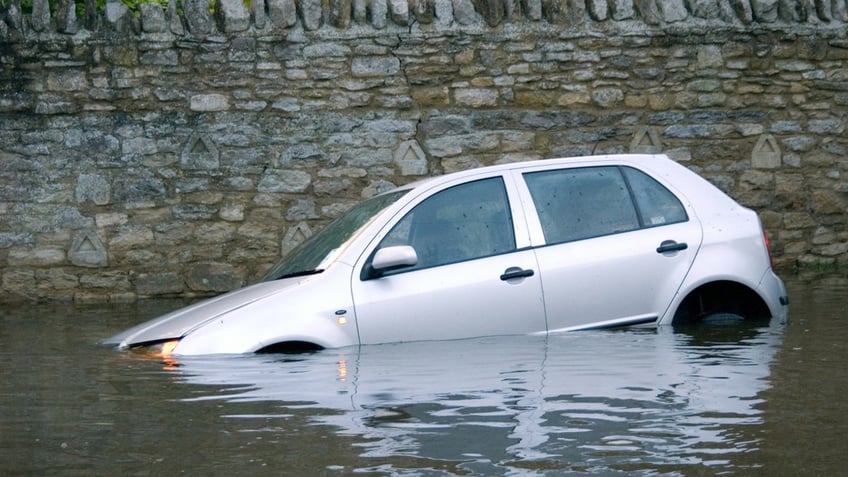 Car going into water