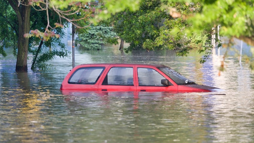 Car submerged in water