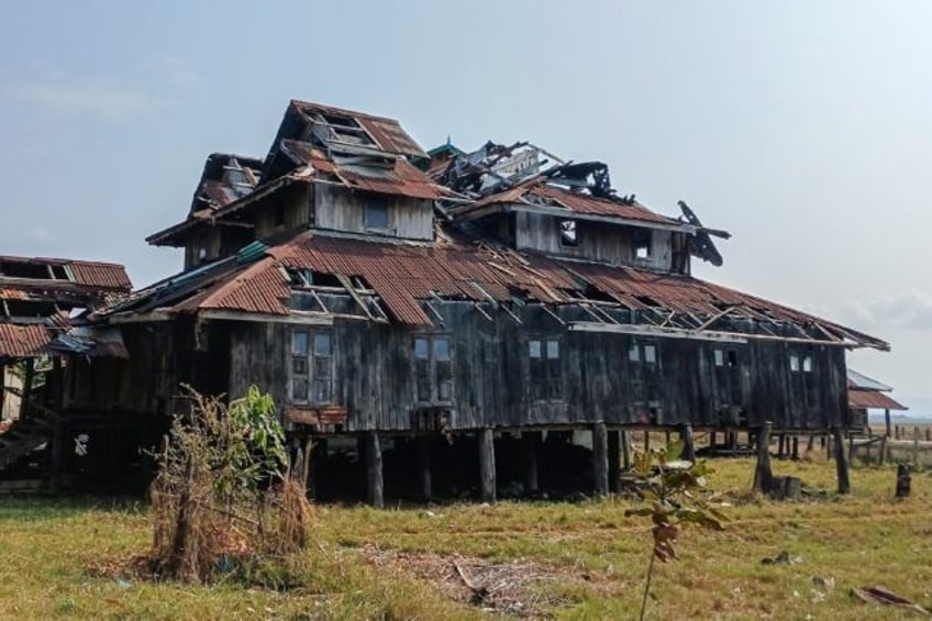 A Buddhist monastery destroyed in May during fighting between Myanmar's military and the A