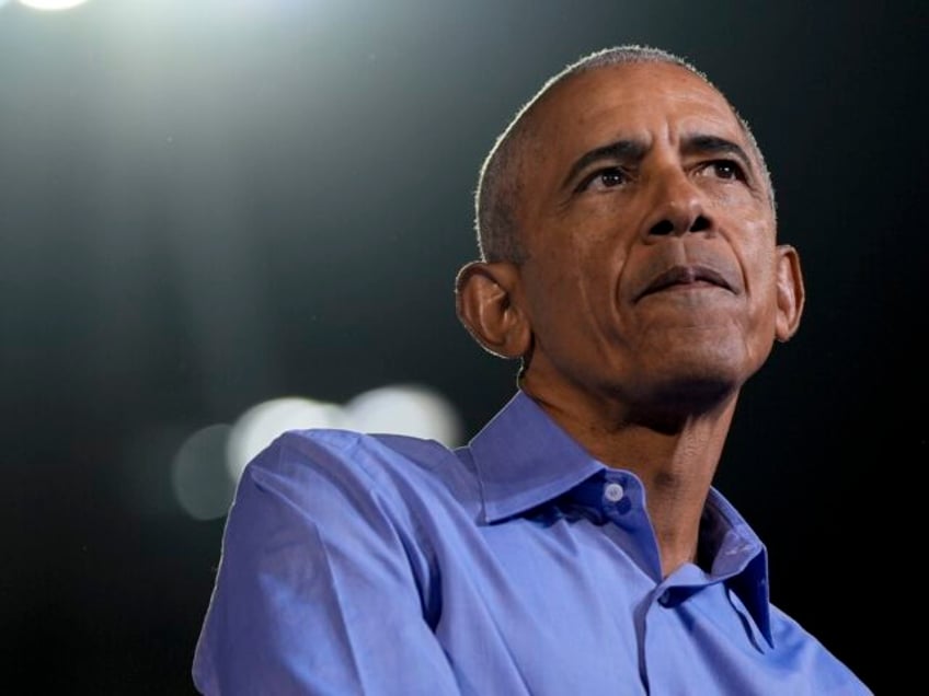 Former President Barack Obama speaks before Democratic presidential nominee Vice President