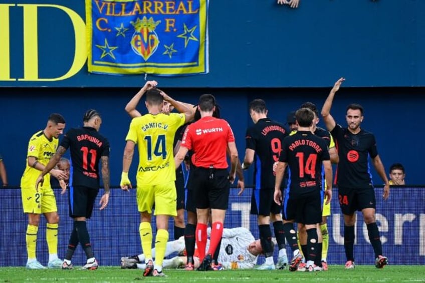 Barcelona's German goalkeeper Marc-Andre Ter Stegen was taken off hurt against Villarreal