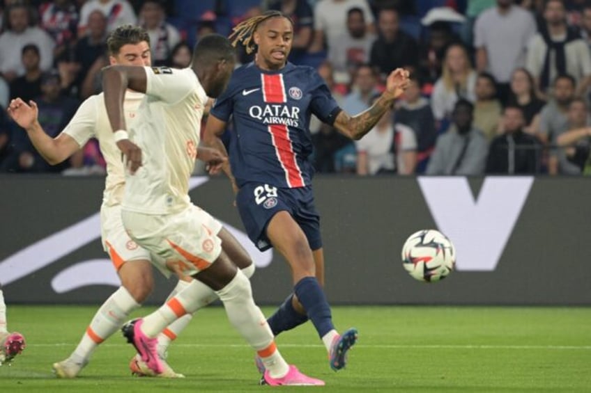 Bradley Barcola (R) scored twice as Paris Saint-Germain showed no mercy in a 6-0 win over