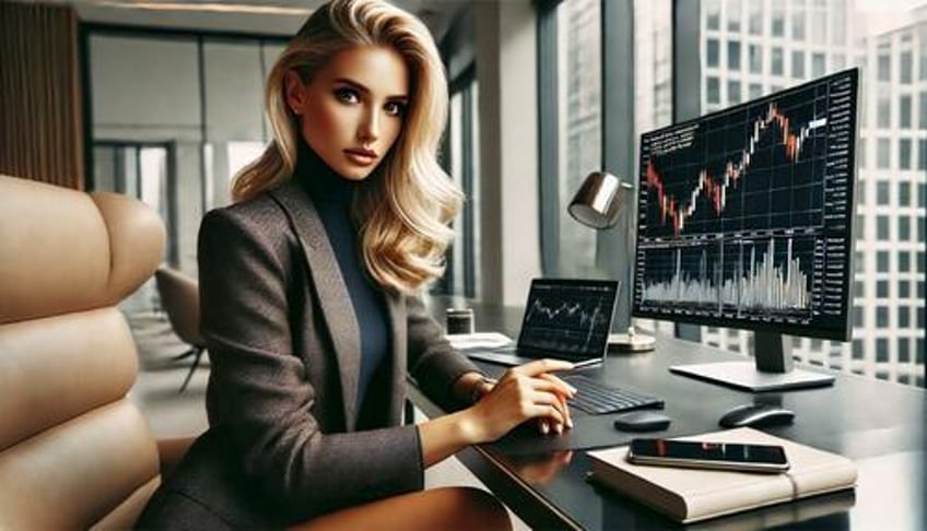 A woman researching her stocks