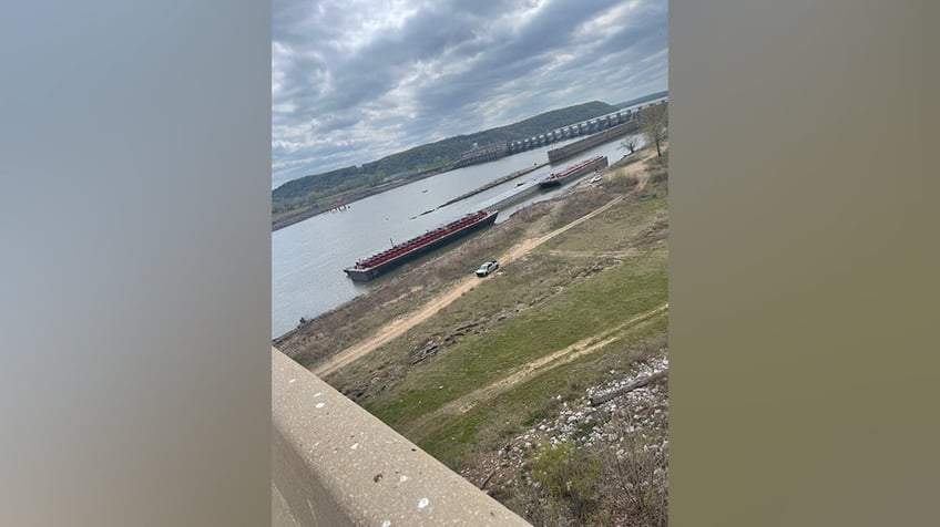 barge strikes bridge in oklahoma halting highway traffic