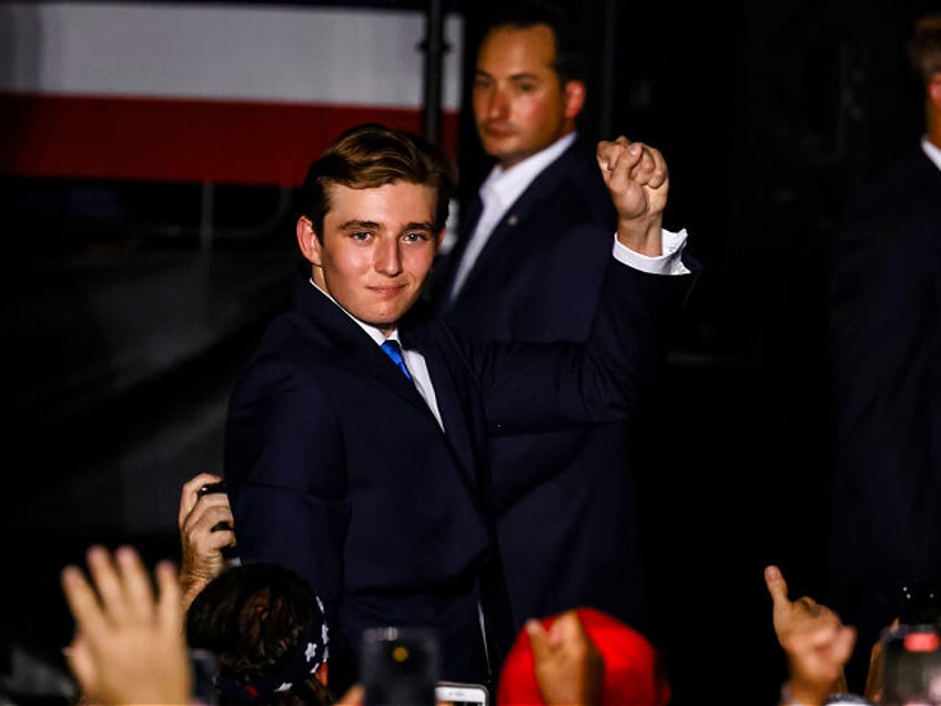 Barron Trump, son of former US President Donald Trump, during a campaign event at Trump Na