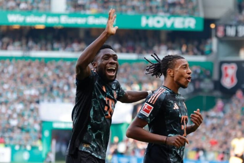 Michael Olise (R) scored two goals and set up two more in Bayern Munich's 5-0 win at Werde