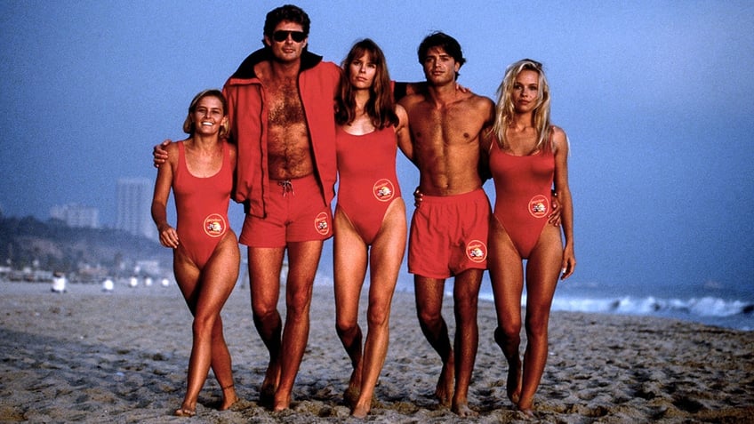 Nicole Eggert, David Hasselhoff, Alexandra Paul, David Charvet and Pamela Anderson