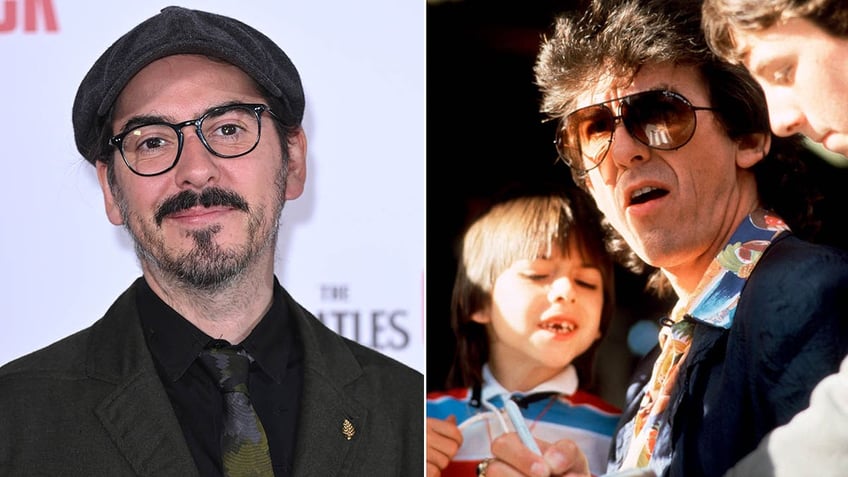 dhani harrison on red carpet/dhani harrison as child with father george harrison