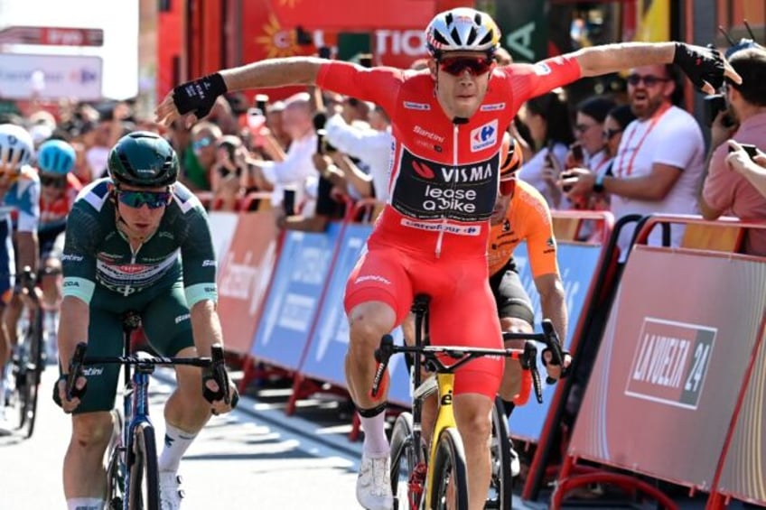 Wout van Aert (C) led this year's Vuelta a Espana for two stages