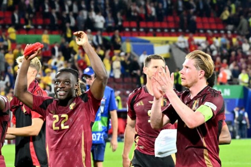 Belgium celebrate their win over Romania at Euro 2024