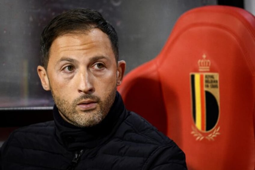 Hot seat: Domenico Tedesco watching his Belgium team lose at home to France in the Nation