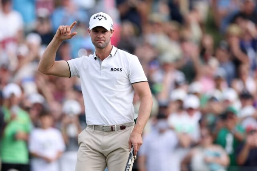 Belgian Thomas Detry celebrates his victory in the US PGA Tour Phoenix Open