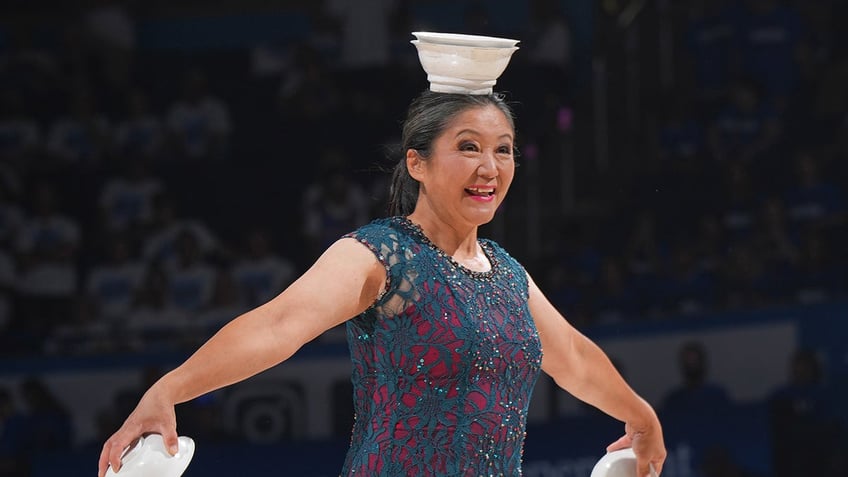 Red Panda smiles during halftime show