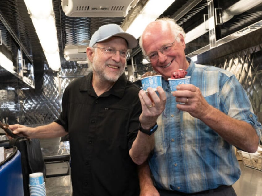 PHILADELPHIA, PENNSYLVANIA - SEPTEMBER 16: (L-R) Jerry Greenfield and Ben Cohen, co-founde