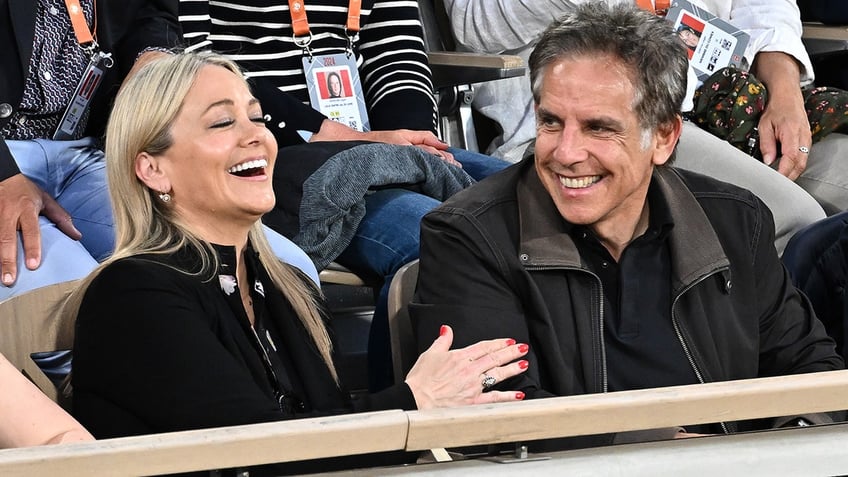 Ben Stiller and Christine Taylor laughing together