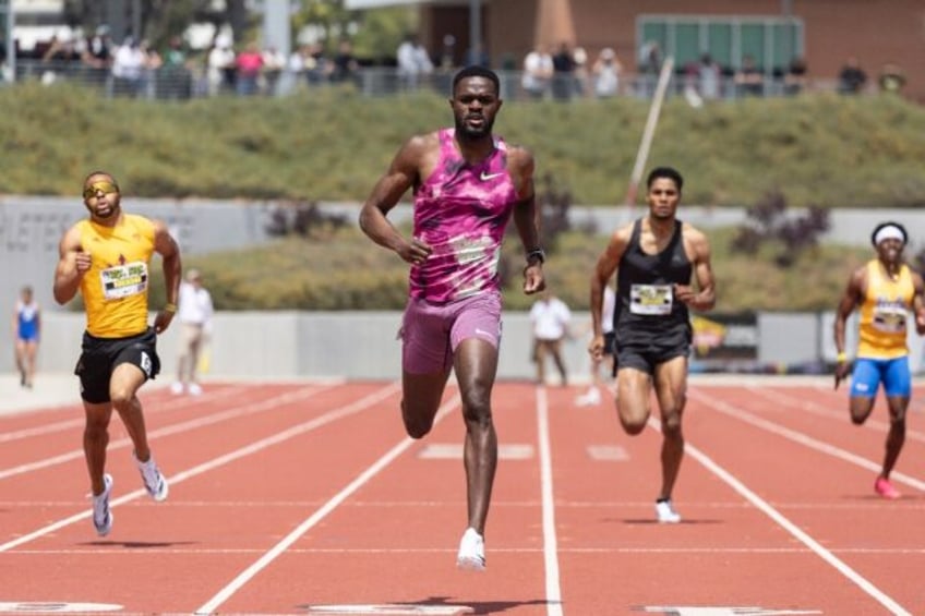 American Rai Benjamin competes in the men's 400m at the Mt. SAC Relays in Walnut, Californ