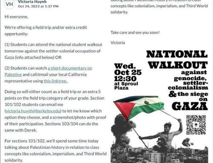 berkeley instructor offers extra credit for attending pro palestine protest