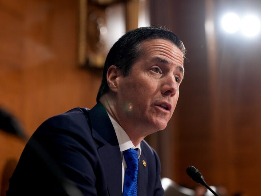 Senator Bernie Moreno, a Republican from Ohio, during a Senate Banking, Housing, and Urban