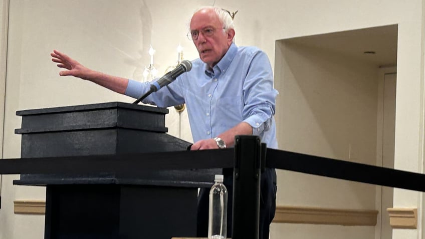 Sen Bernie Sanders at podium