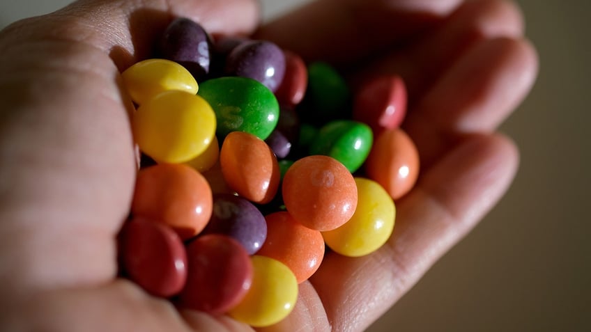 A handful of skittles. 