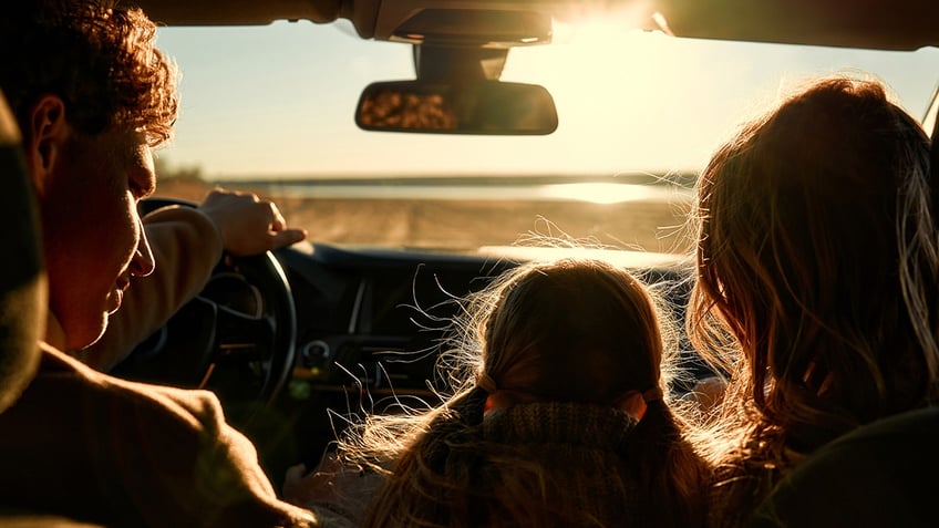 family driving in a car