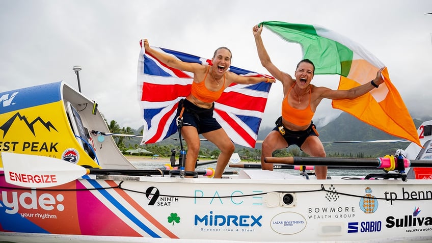 Harris and Oliver after crossing the finish line