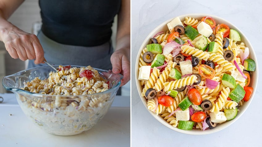 Pasta salad, two views