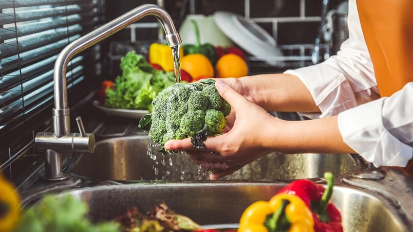 washing vegetables