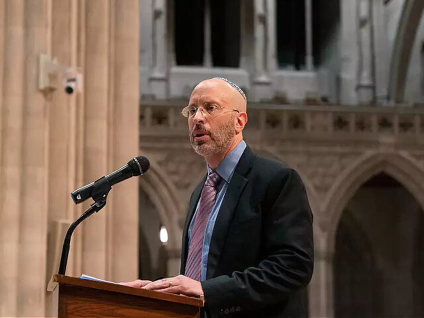 Elisha Wiesel, son of Elie Wiesel, delivers a speech during the dedication ceremony at the