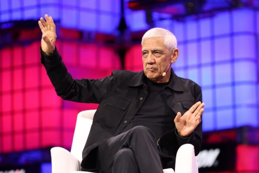 Vinod Khosla, founder of Khosla Ventures, speaks on a panel on the main stage during the 2