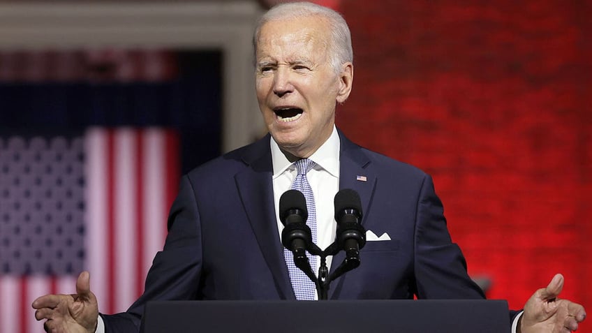 President Joe Biden giving speech in Philadelphia