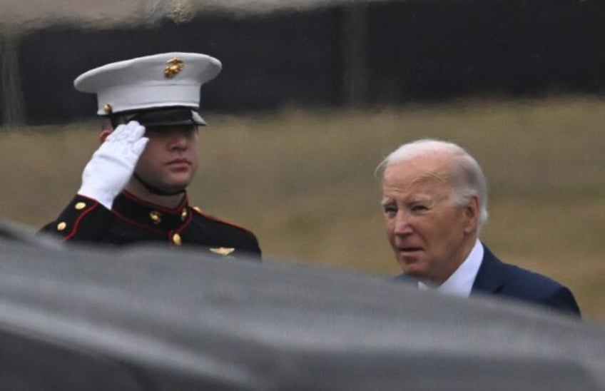 US President Joe Biden arrives at Walter Reed Army Medical Center in Bethesda, Maryland, f