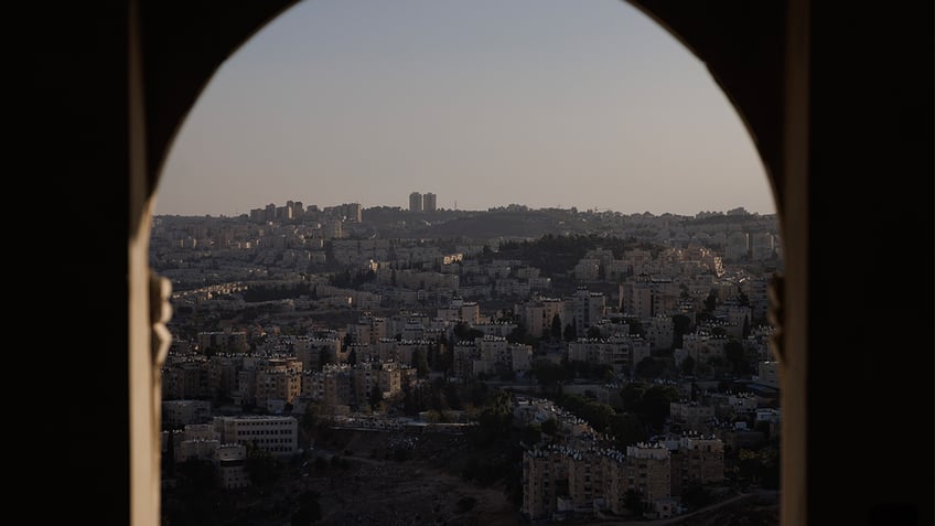 The view from a new home overlooking the divided Palestinian West Bank territory and Israeli settlements on November 04, 2023 from Al-Ram, West Bank.