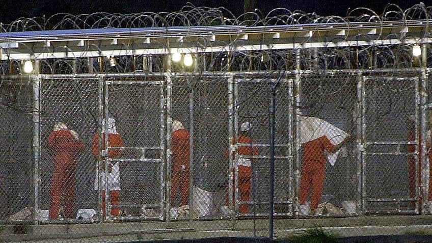 Prisoners at Guantanamo Bay in Cuba