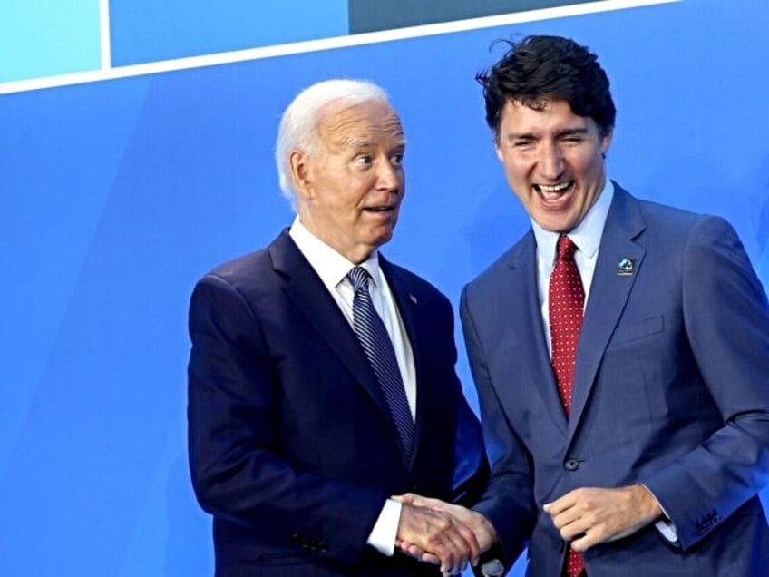 US President Joe Biden, from left, Justin Trudeau, Canada's prime minister, and Jens Stolt