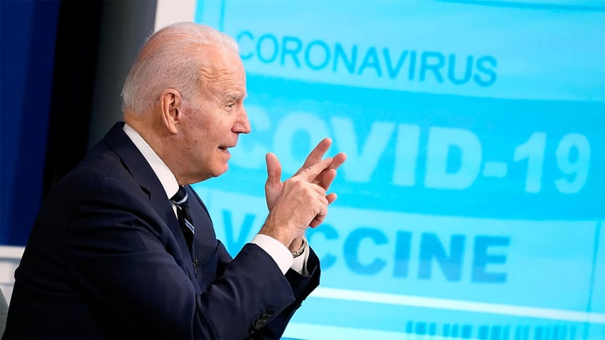 President Biden said his administration is "on track" to roll out a website where Americans can order tests to be shipped, for free, to their homes.