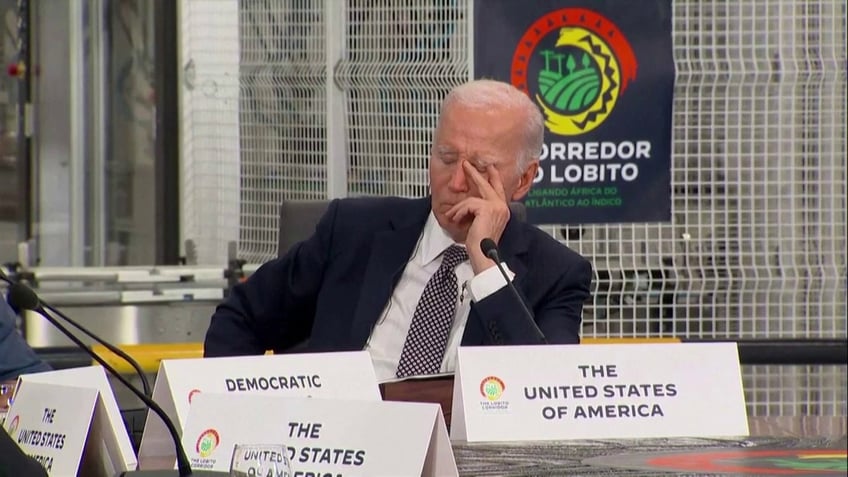 President Joe Biden rests his eyes