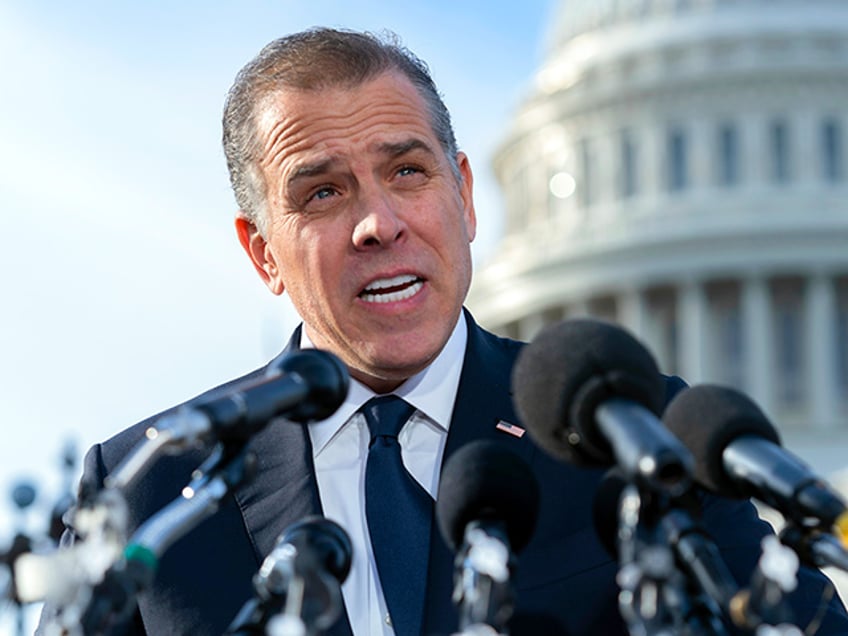 , son of U.S. President Joe Biden, talks to reporters at the U.S. Capitol, in Washington, Wednesday, Dec. 13, 2023. Hunter Biden lashed out at Republican investigators who have been digging into his business dealings, insisting outside the Capitol he will only testify before a congressional committee in public. (AP Photo/Jose Luis Magan