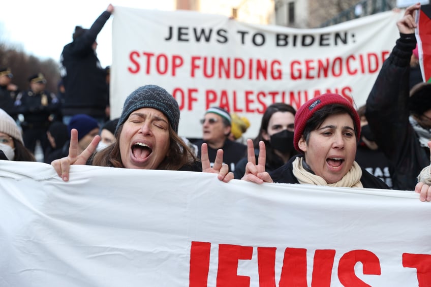 biden calls trump existential threat as anti israel protesters block 5th avenue